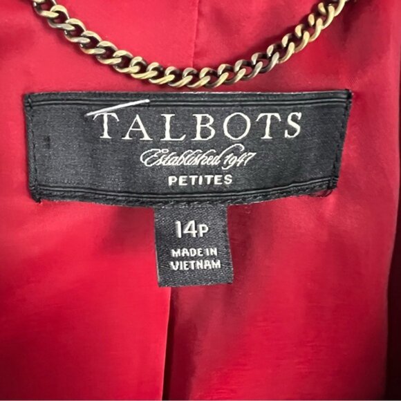 Talbots Red Wool Blend Blazer Jacket Petite 14P One Button LIned - Picture 3 of 6